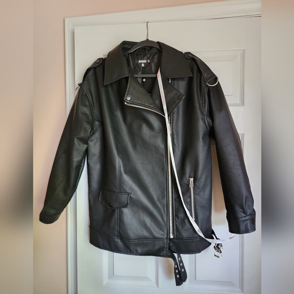 Missguided longline biker jacket in black size 0 - Picture 5 of 7